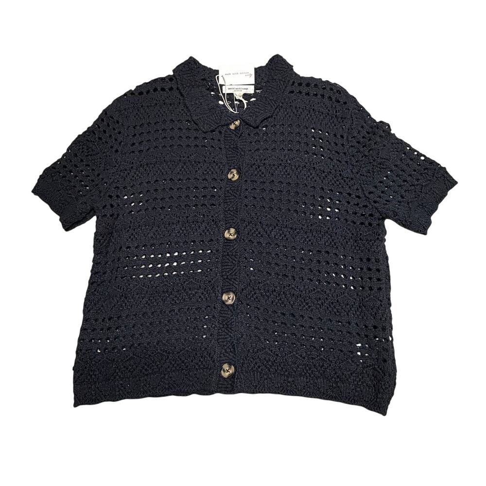 BeachLunchLounge Penny Open Knit Black Cardigan